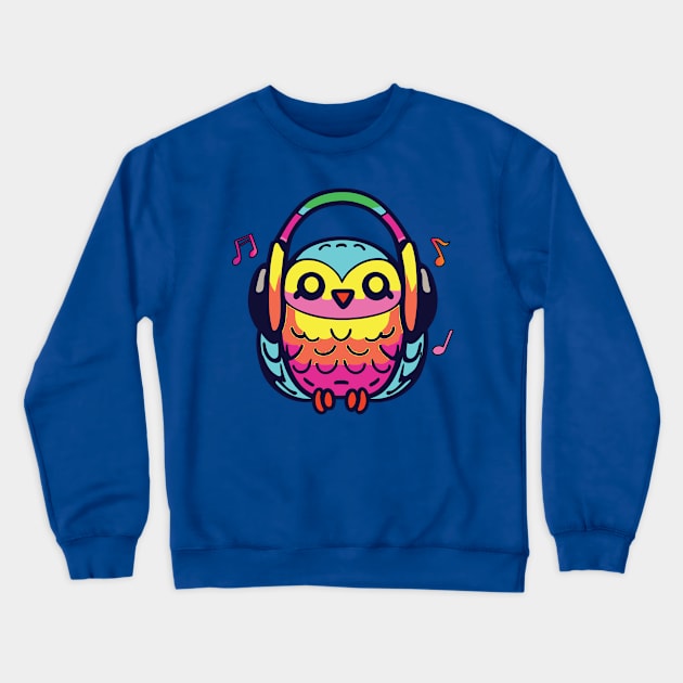 Happy Owl with headphones Crewneck Sweatshirt by SPJE Illustration Photography